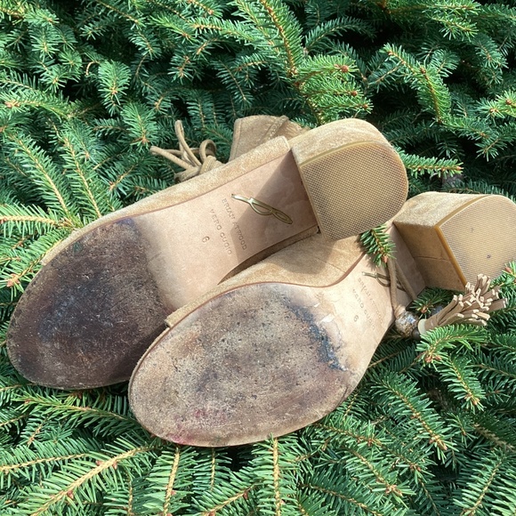 Brian Atwood B-Bali Suede Leather Peep Toe Ankle Tie Bootie - Picture 3 of 9